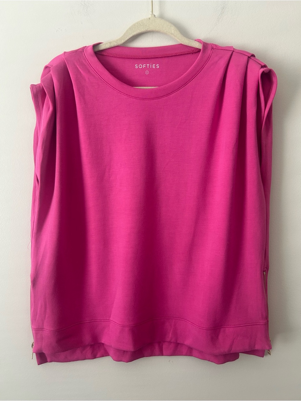 Softies Pink Sleeveless side zip Sweatshirt L